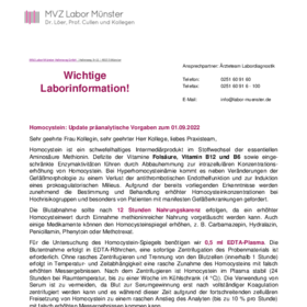 01.07.2022 Homocystein: Update präanalytische Vorgaben zum 01.09.2022